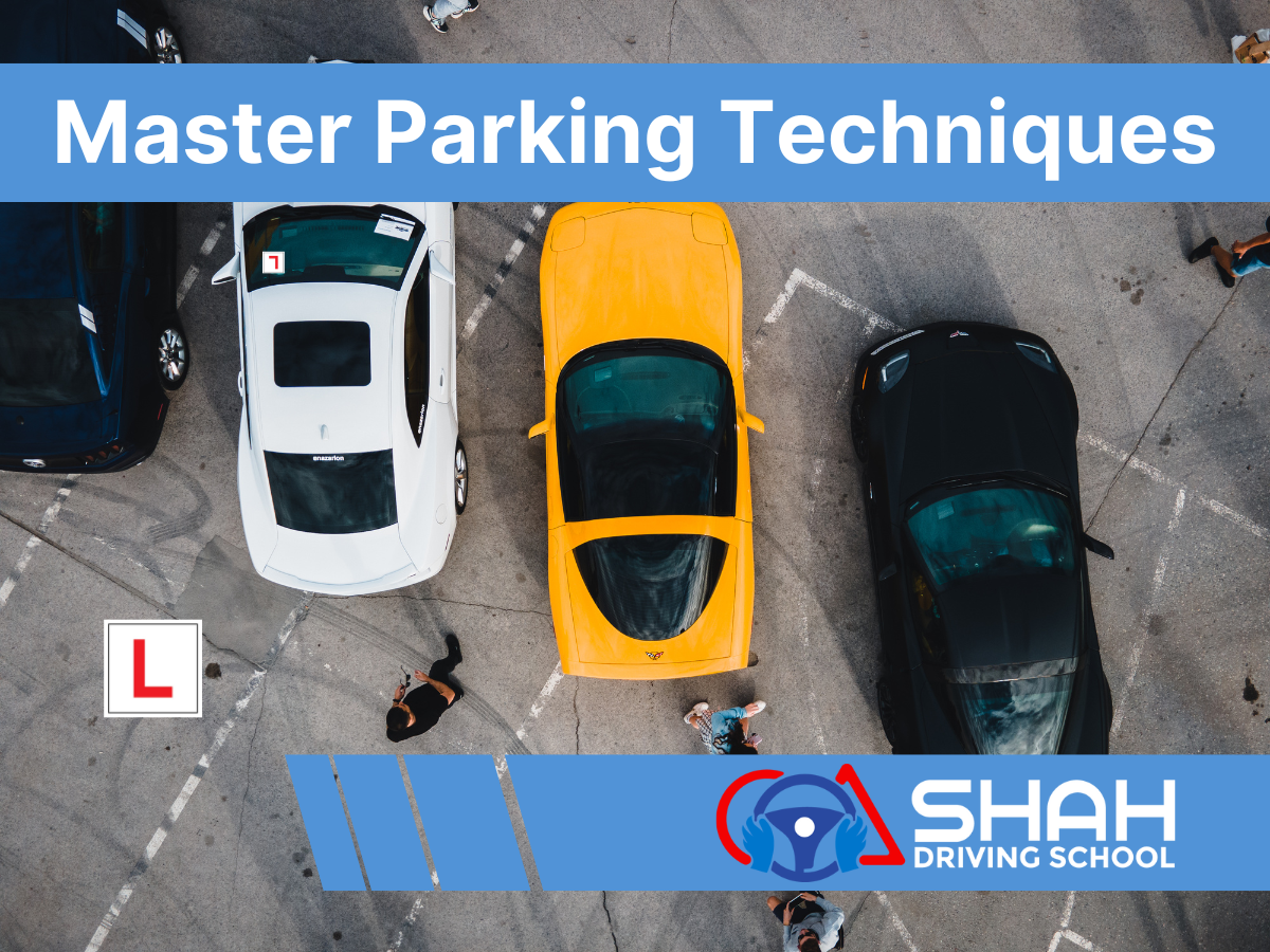 Driving instructor teaching learner how to park a car at Shah Driving School Bolton during a practical driving lesson