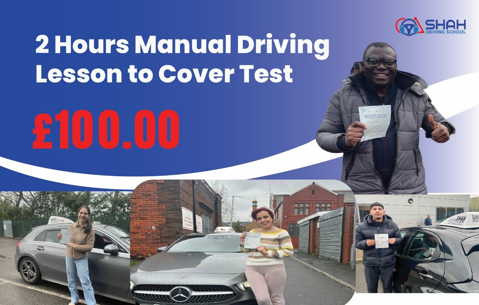 2 Hours Manual Driving Lesson to Cover Test – £100 in Bolton