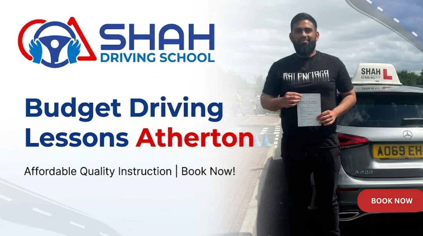 Shah Driving School website banner showcasing the company's commitment to high-quality instruction and practical driving.