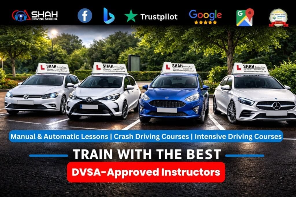 Shah Driving School fleet of manual and automatic learner cars with DVSA-approved driving instructors offering driving lessons, crash courses and intensive driving courses in Bolton