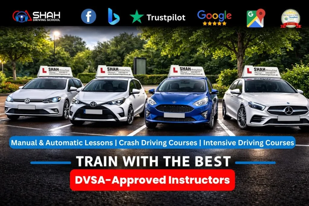 Shah Driving School fleet of manual and automatic learner cars with DVSA-approved driving instructors offering driving lessons, crash courses and intensive driving courses in Bolton